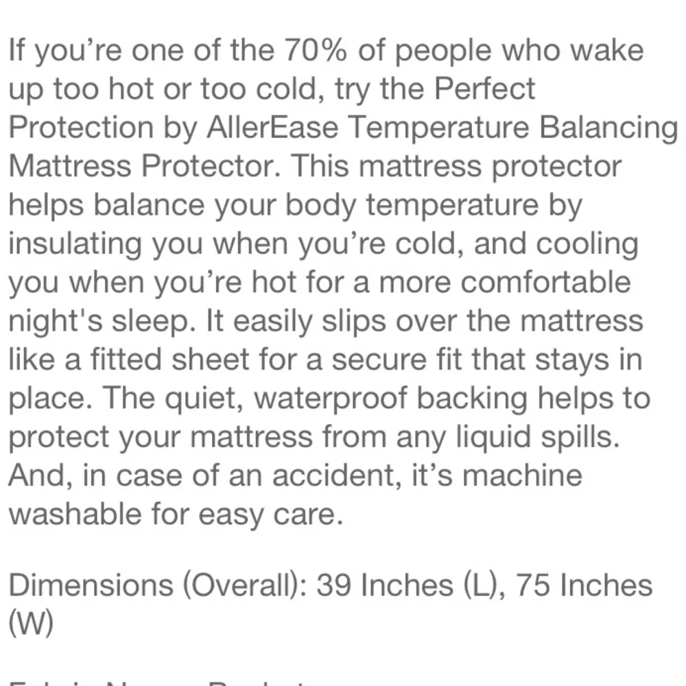 Perfect Protection by AllerEase Temperature Balancing Mattress Protector
